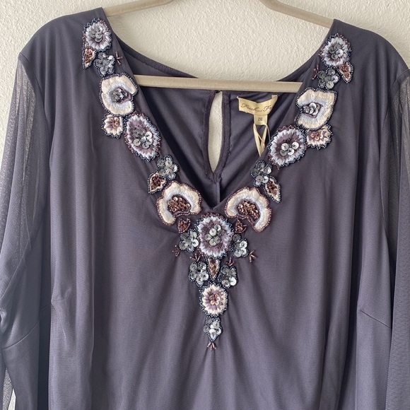 Frock and Frill beaded v neck mesh mini Wedding Guest Dress - Picture 4 of 12